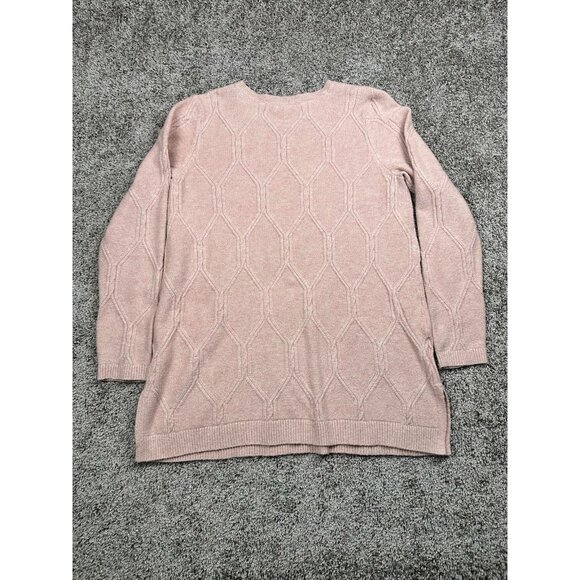 J. Jill Pink Textured Tunic Sweater M Soft Cotton Knit Pullover Side‎ Slit Cozy - Picture 6 of 10